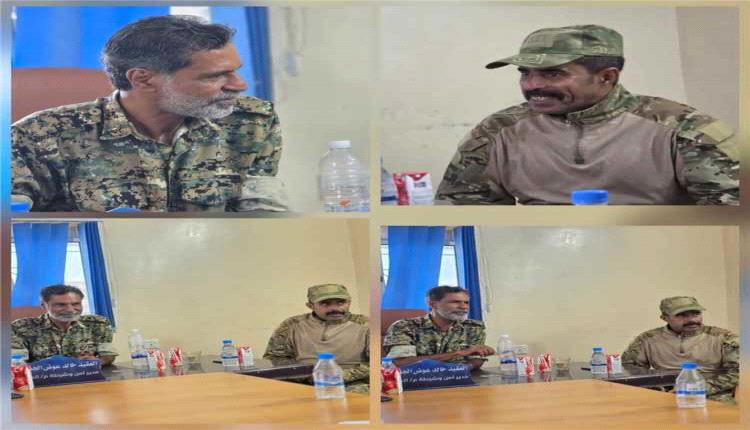 بحث تعزيز التنسيق الأمني والعسكري بين أمن الشحر ولواء الضبة

