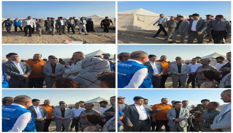وزيرا حقوق الإنسان والدولة يتفقدان أوضاع النازحين في مخيم الفردوس بعدن